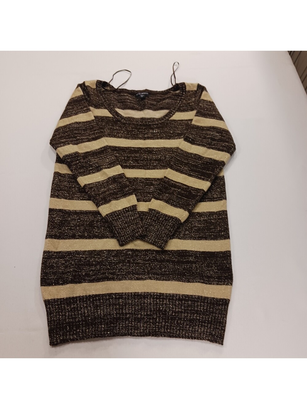 Metaphor Women's Size L Brown/Tan Stripes Acrylic Blend Long Sleeve Shirt Dress